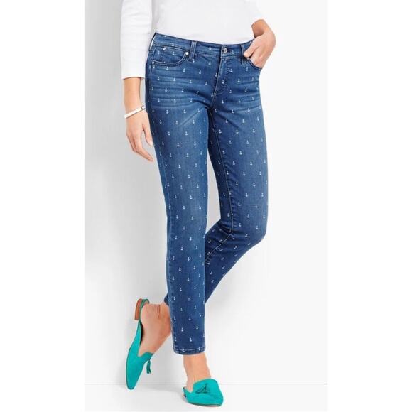 Women's TALBOTS Blue Flawless Five Pocket Slim Ankle Jeans Anchor Print Sz 16wp - Picture 8 of 8